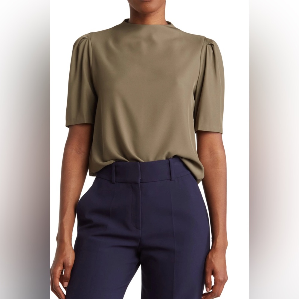Calvin Klein Solid Elbow Length Blouse - Olive Gr… - image 1